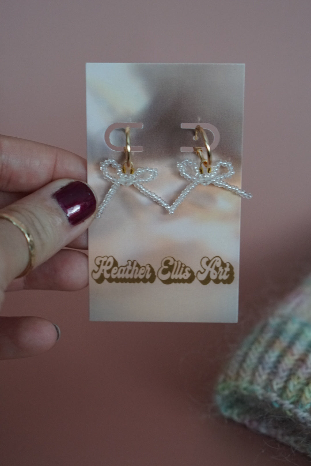 Beaded bow earrings