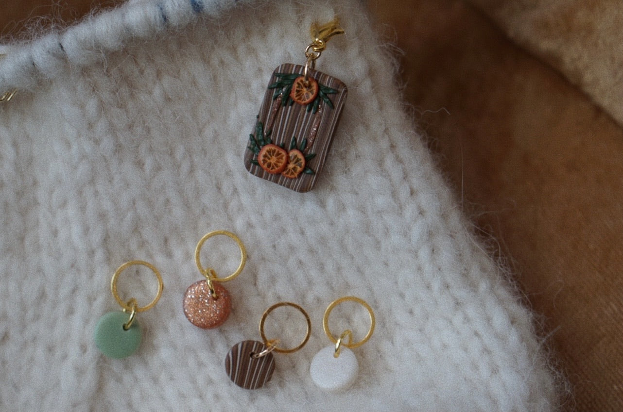 Dried Orange slices Stitch Marker set