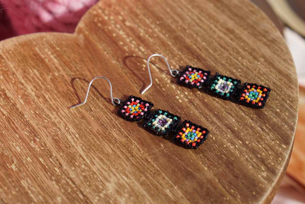 Square on sale beaded earrings