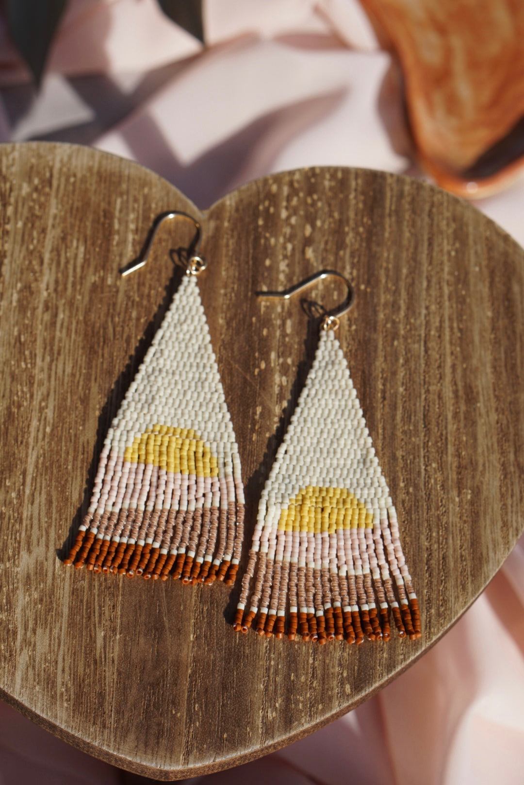 Beaded sun fringe earrings
