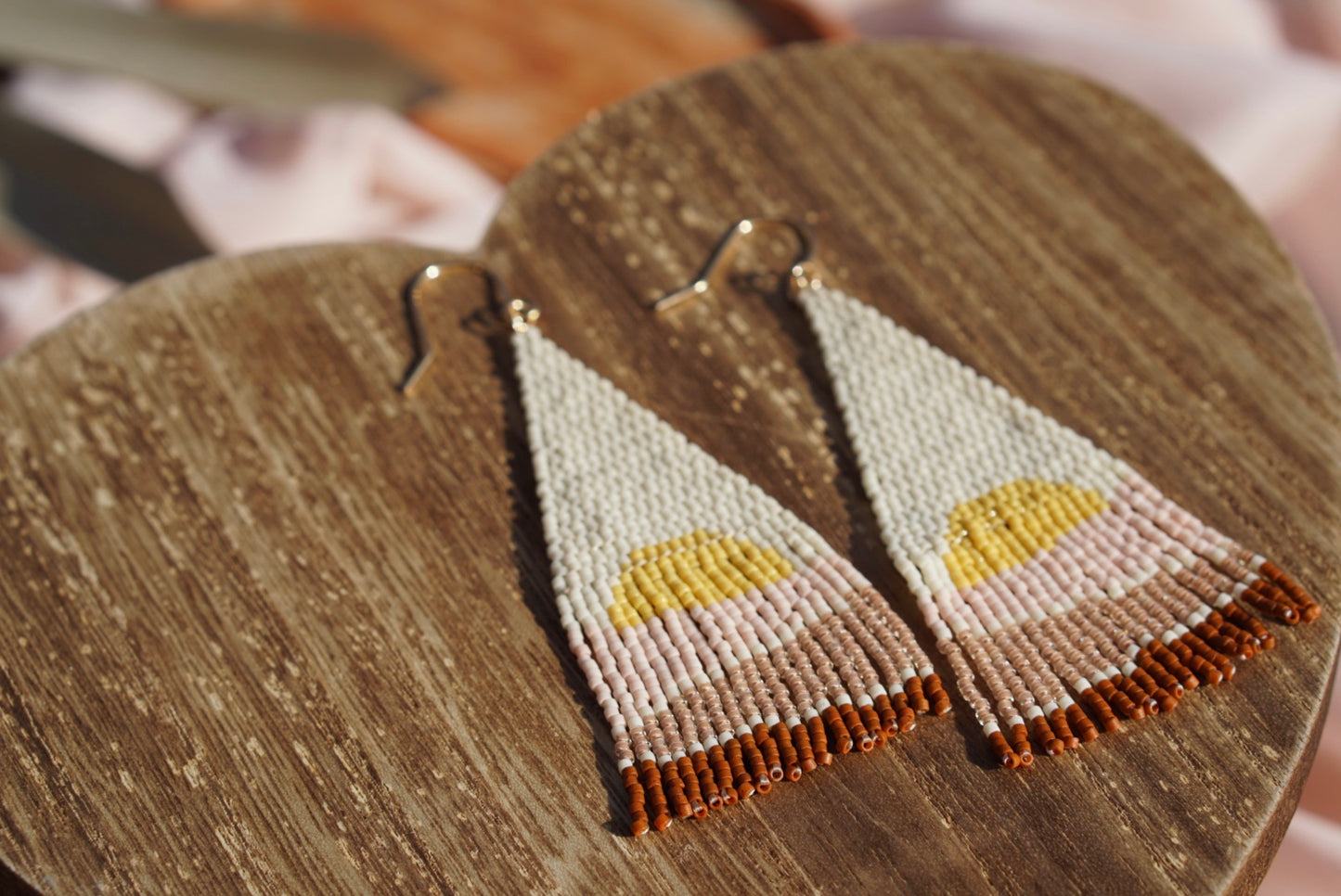 Beaded sun fringe earrings