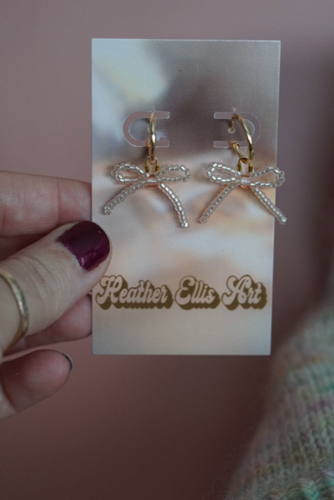Beaded bow earrings