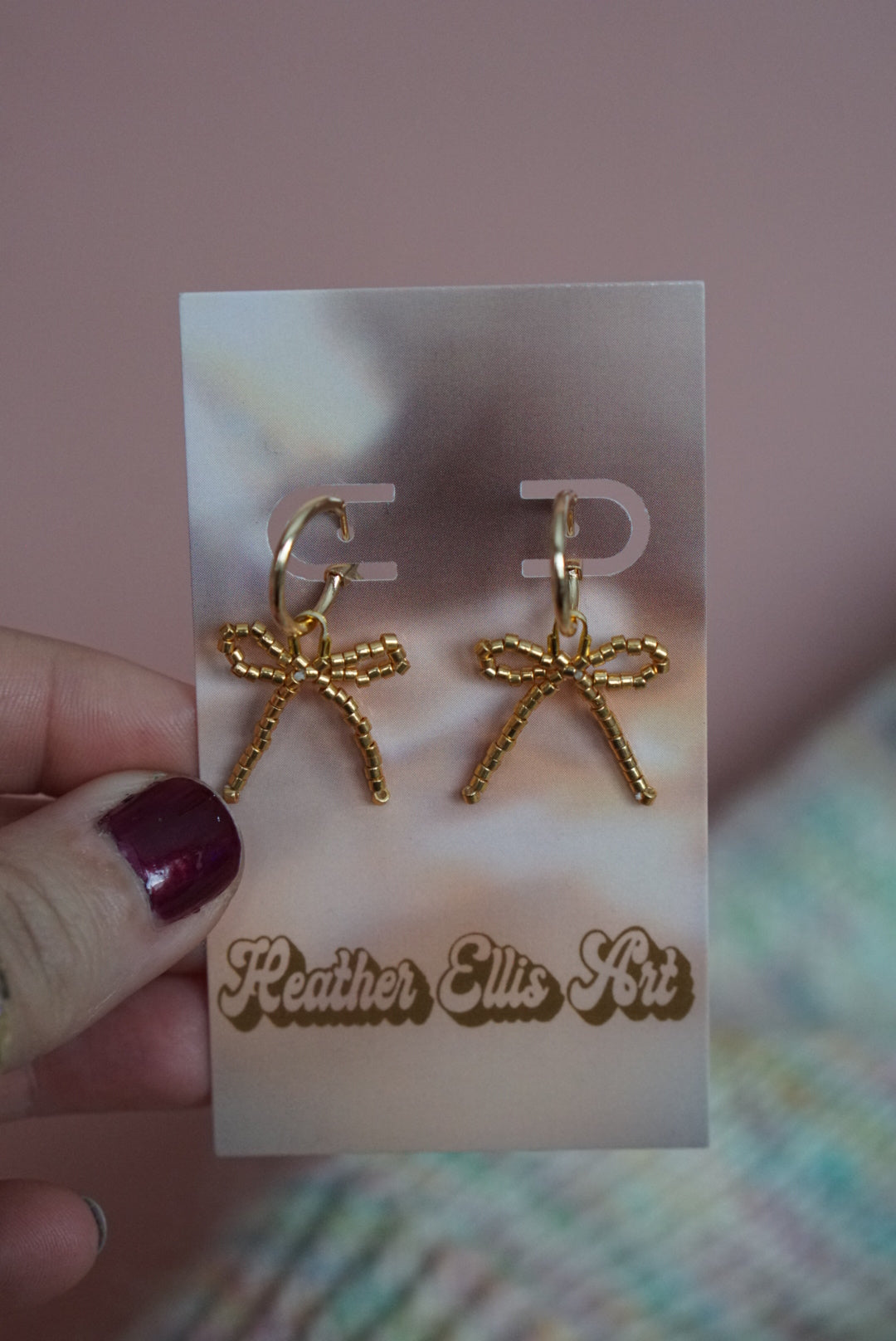 Beaded bow earrings