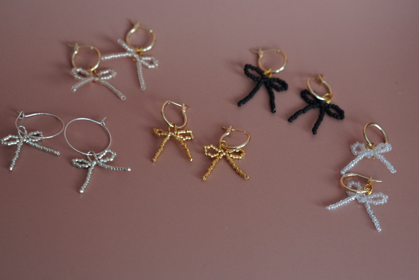 Beaded bow earrings