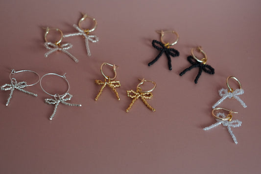 Beaded bow earrings
