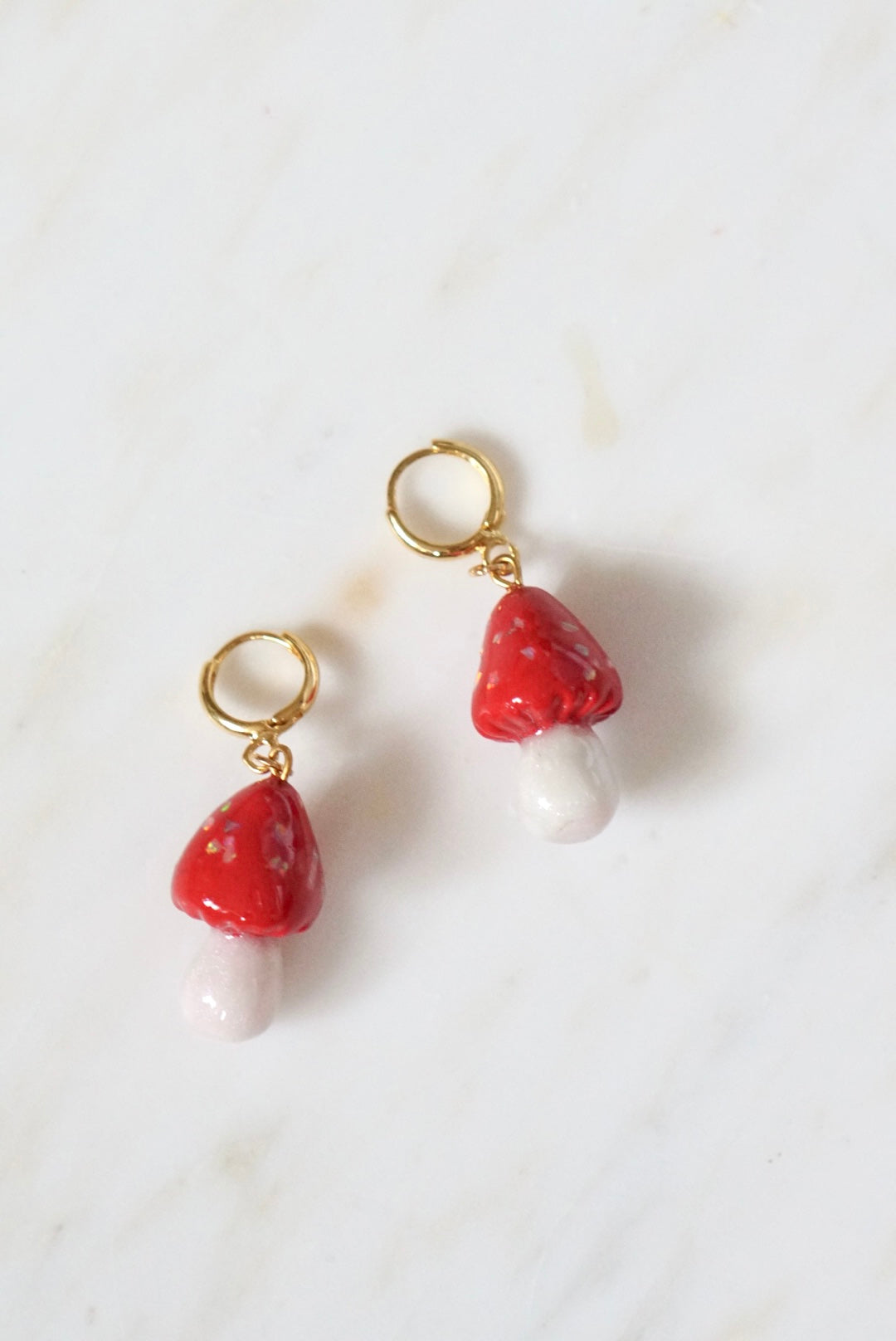 Crushed Opal mushroom earrings