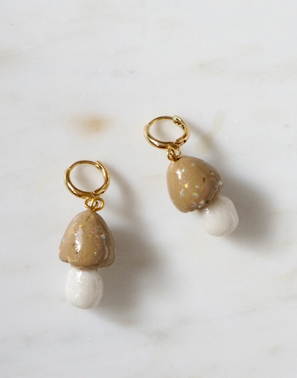 Crushed Opal mushroom earrings
