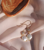 Crystal flower pearl earrings