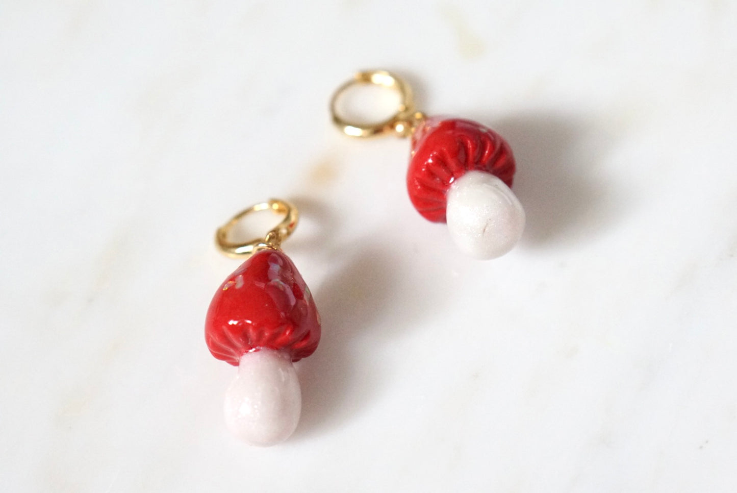 Crushed Opal mushroom earrings