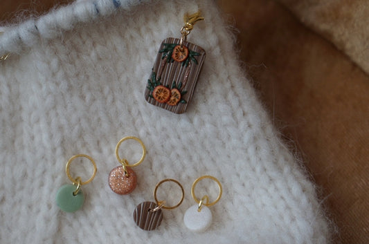 Dried Orange slices Stitch Marker set