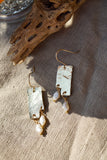 Hammered brass Pearl earrings