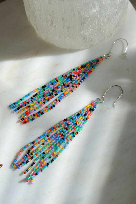 Beaded fringe earrings