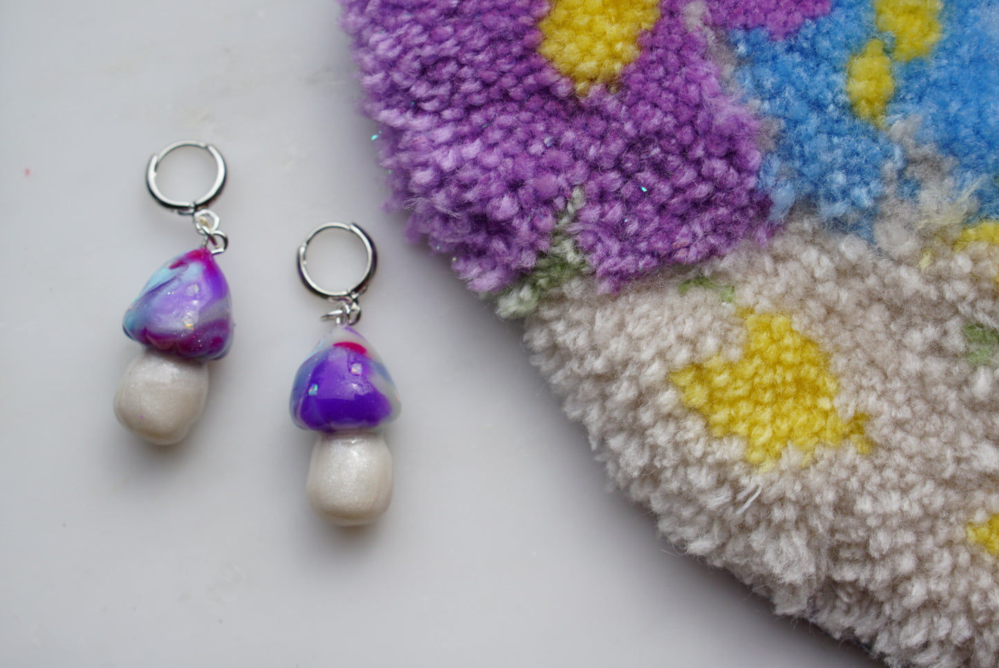 Crushed Opal mushroom earrings