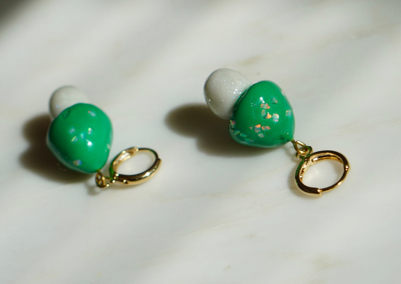 Crushed Opal mushroom earrings