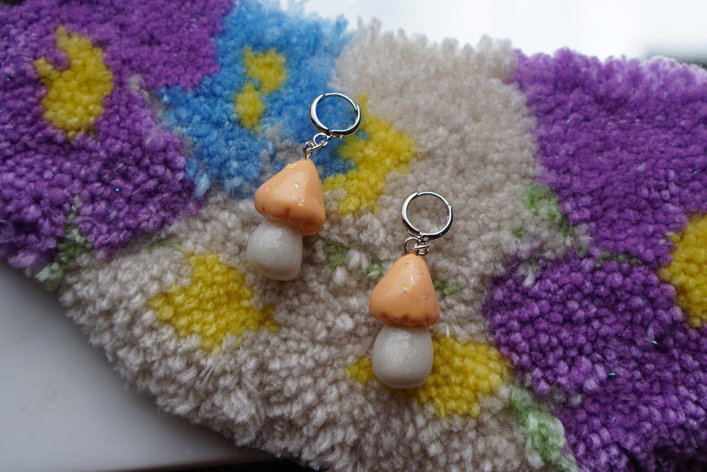 Crushed Opal mushroom earrings