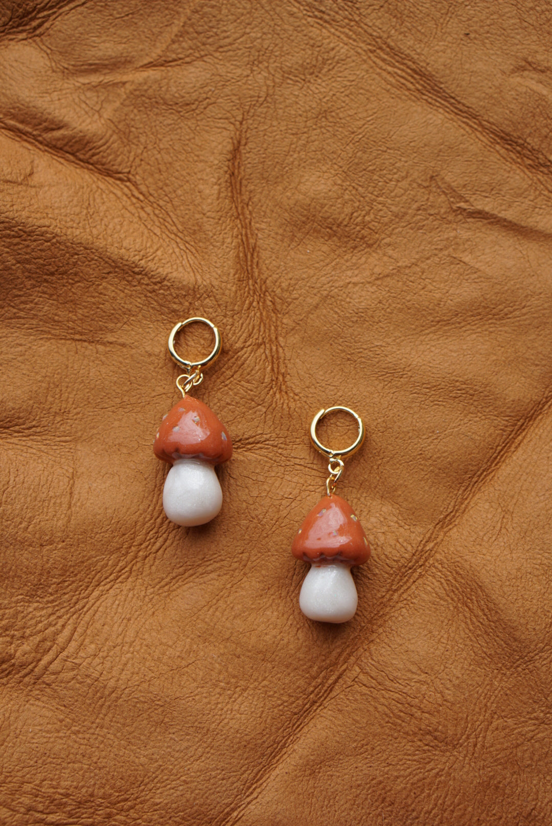 Crushed Opal mushroom earrings