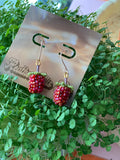 Beaded raspberry earrings
