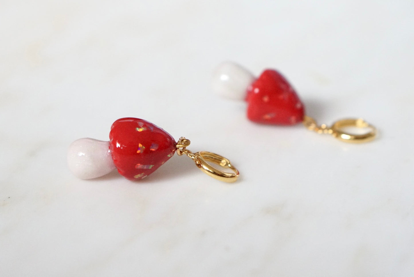 Crushed Opal mushroom earrings