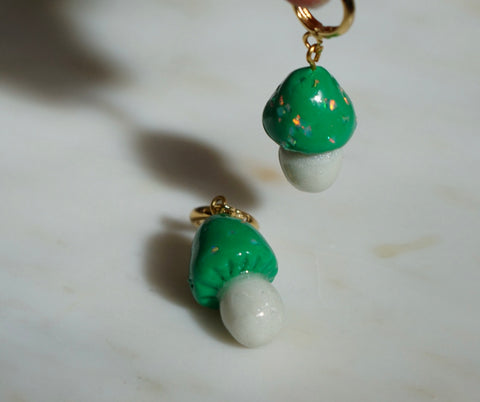 Crushed Opal mushroom earrings