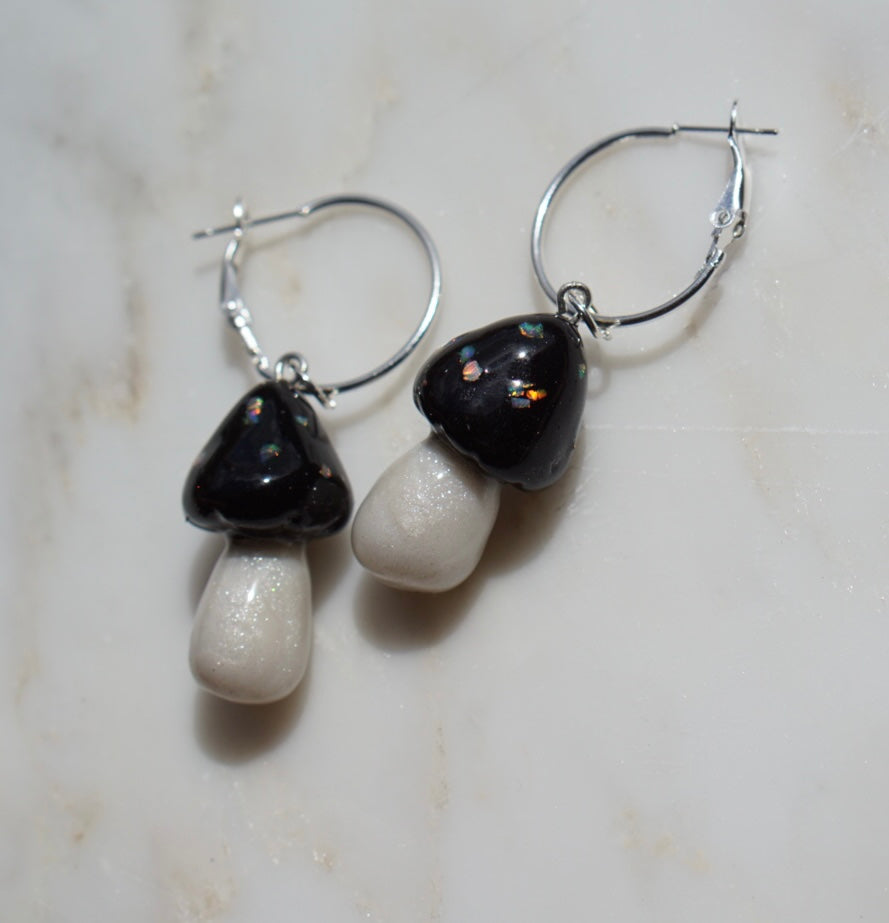 Crushed Opal mushroom earrings