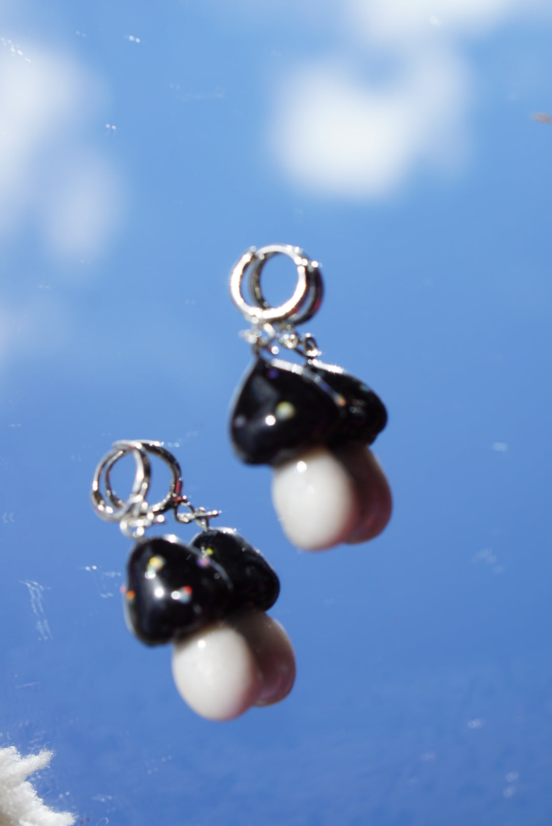 Crushed Opal mushroom earrings