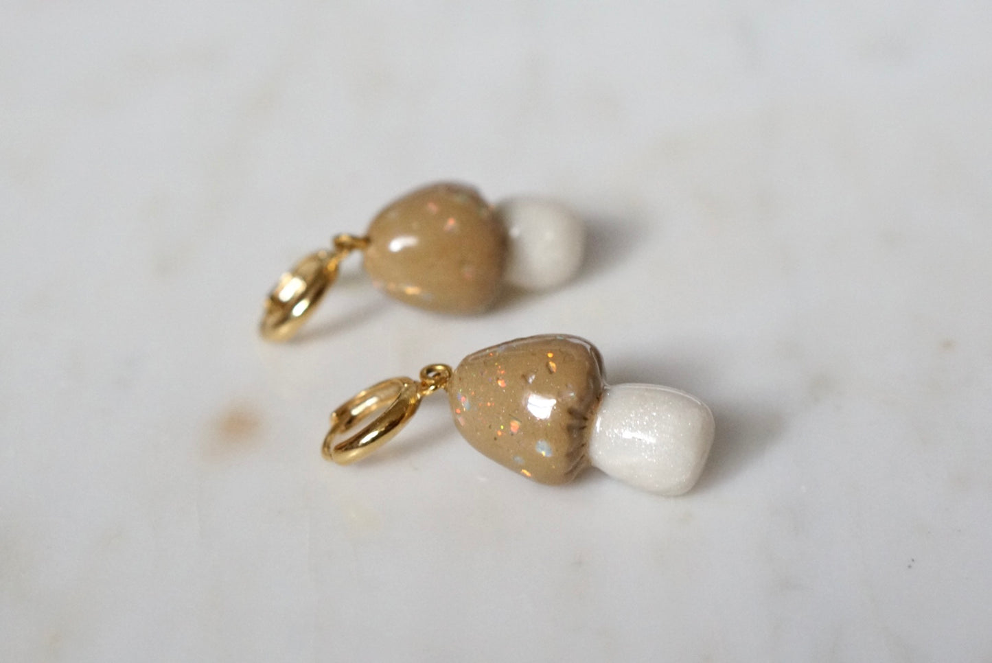 Crushed Opal mushroom earrings