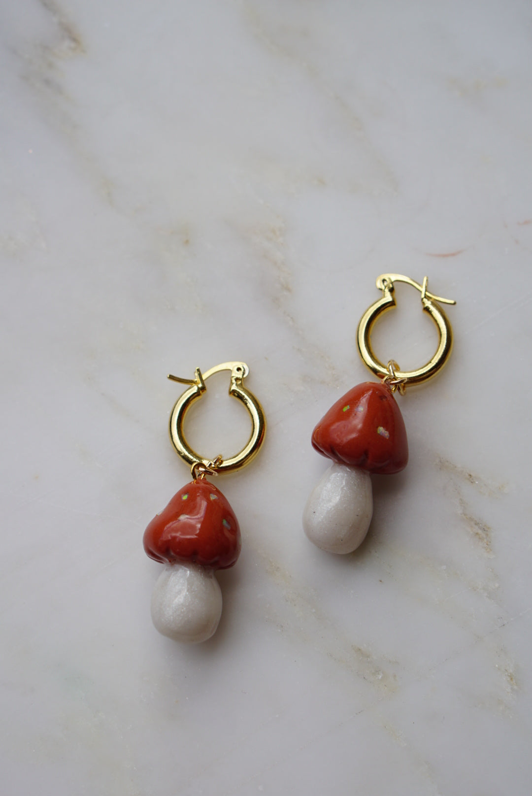 Crushed Opal mushroom earrings