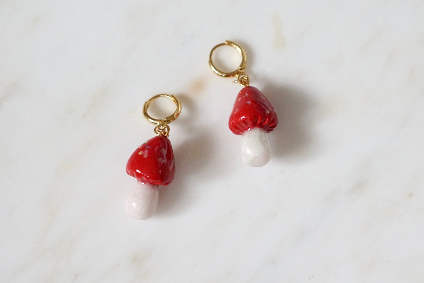 Crushed Opal mushroom earrings