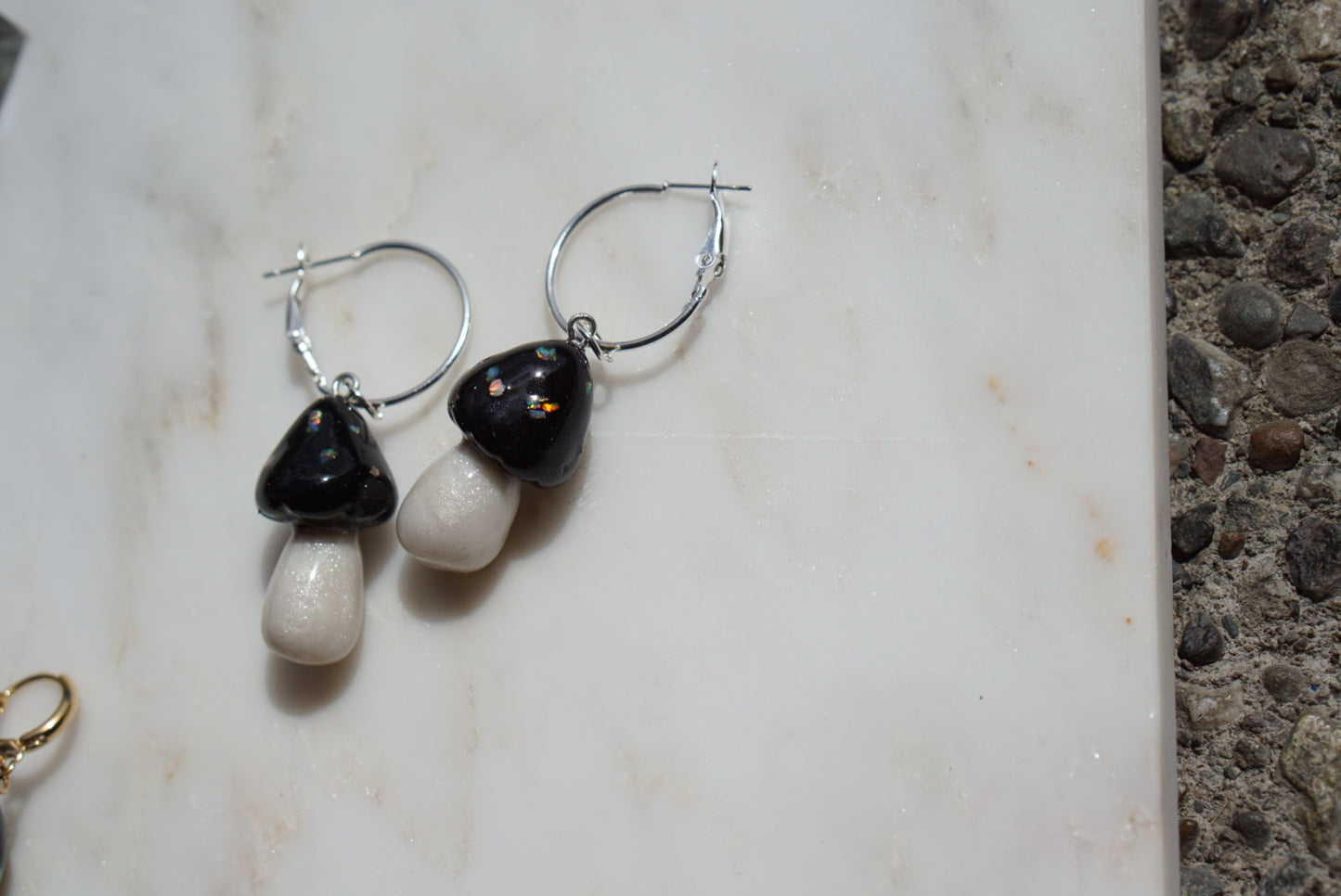 Crushed Opal mushroom earrings