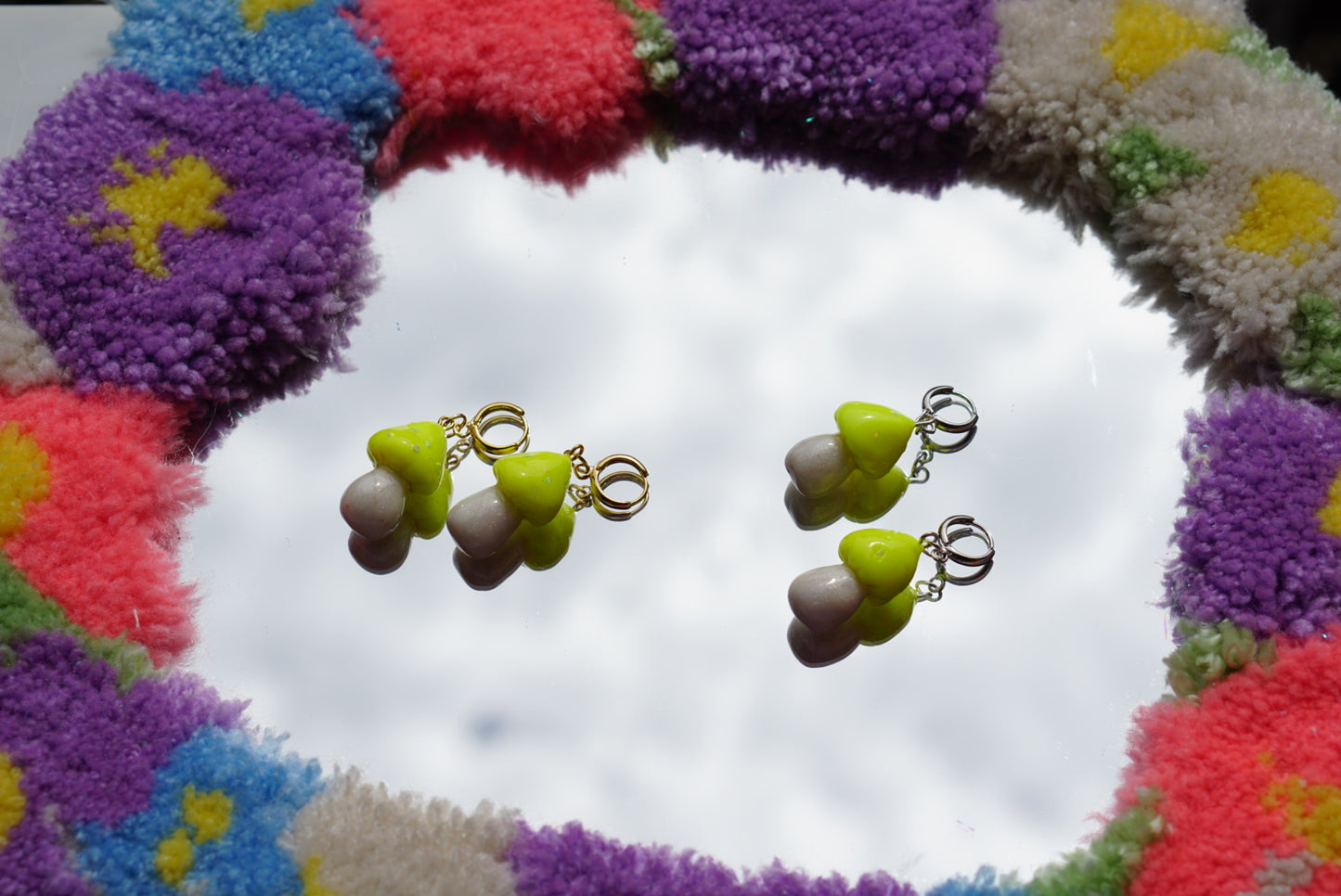 Crushed Opal mushroom earrings